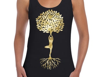 Yoga Tree of Life Vrikasana Tree Pose Womens Tank Vest Top - Meditation Zen Yoga