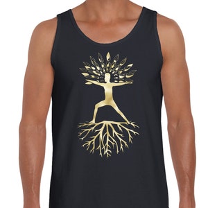 Yoga Tree of Life Virabhadrasana Warrior Pose Men's Tank Vest Top - Meditation Zen Yoga