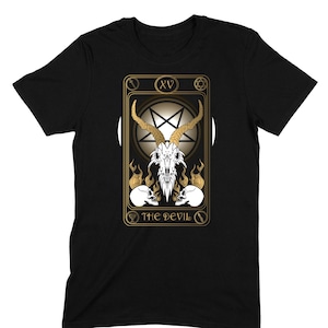 Le Diable Tarot Carte Chèvre de Mendes T Shirt Homme - Metal Gothic Pentagram