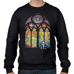 Banksy Stained Glass Window Graffiti Men&#39;s Sweatshirt Jumper  - Graffiti Artist Banksy