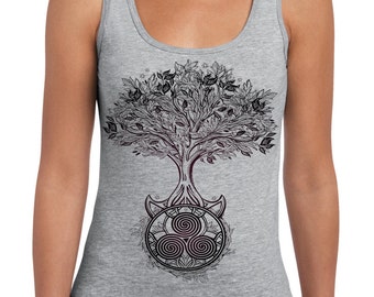 Celtic Spiral Tree of Life Large Print Women's Vest Tank Top - Druid Wicca Pagan