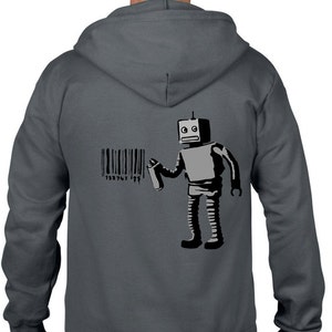 Banksy Robot Barcode Full Zip Hoodie