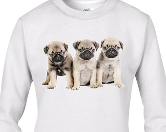 Pug Puppies Women's Sweatshirt Jumper - Pug Dog Puppy Puppies Cute Animal Pugs Dog Lovers