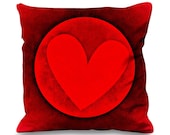 Love Heart Emblem Valentines Day Faux Silk 45cm x 45cm Sofa Cushion