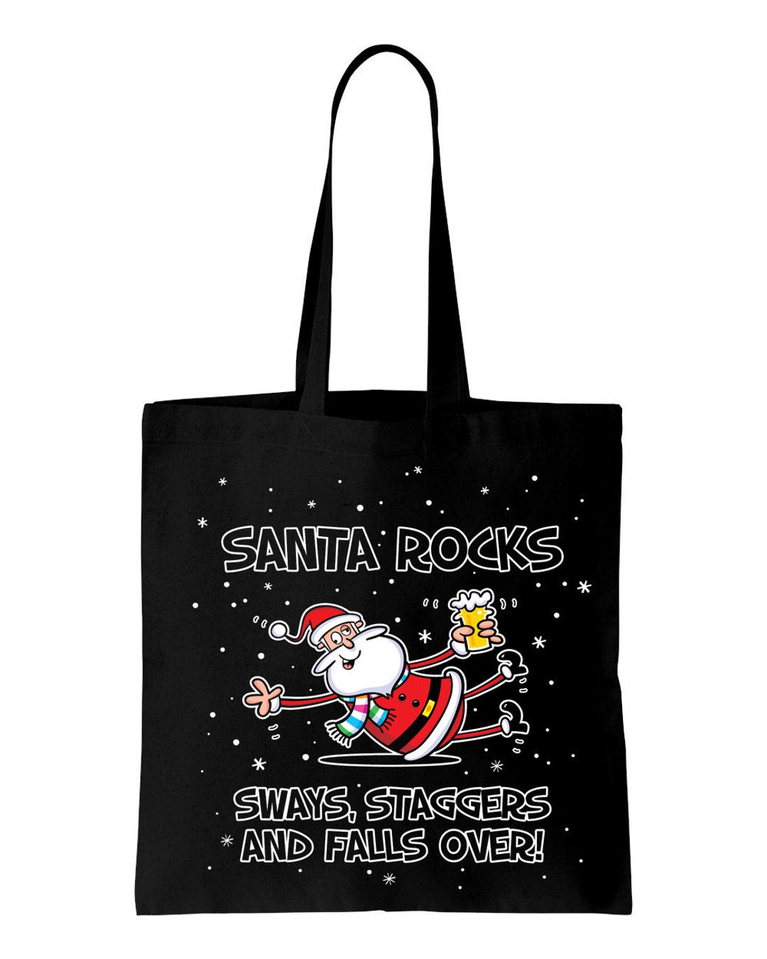 Santa Rocks Sways Staggers Tote Shopping Bag - Funny Christmas Beer ...