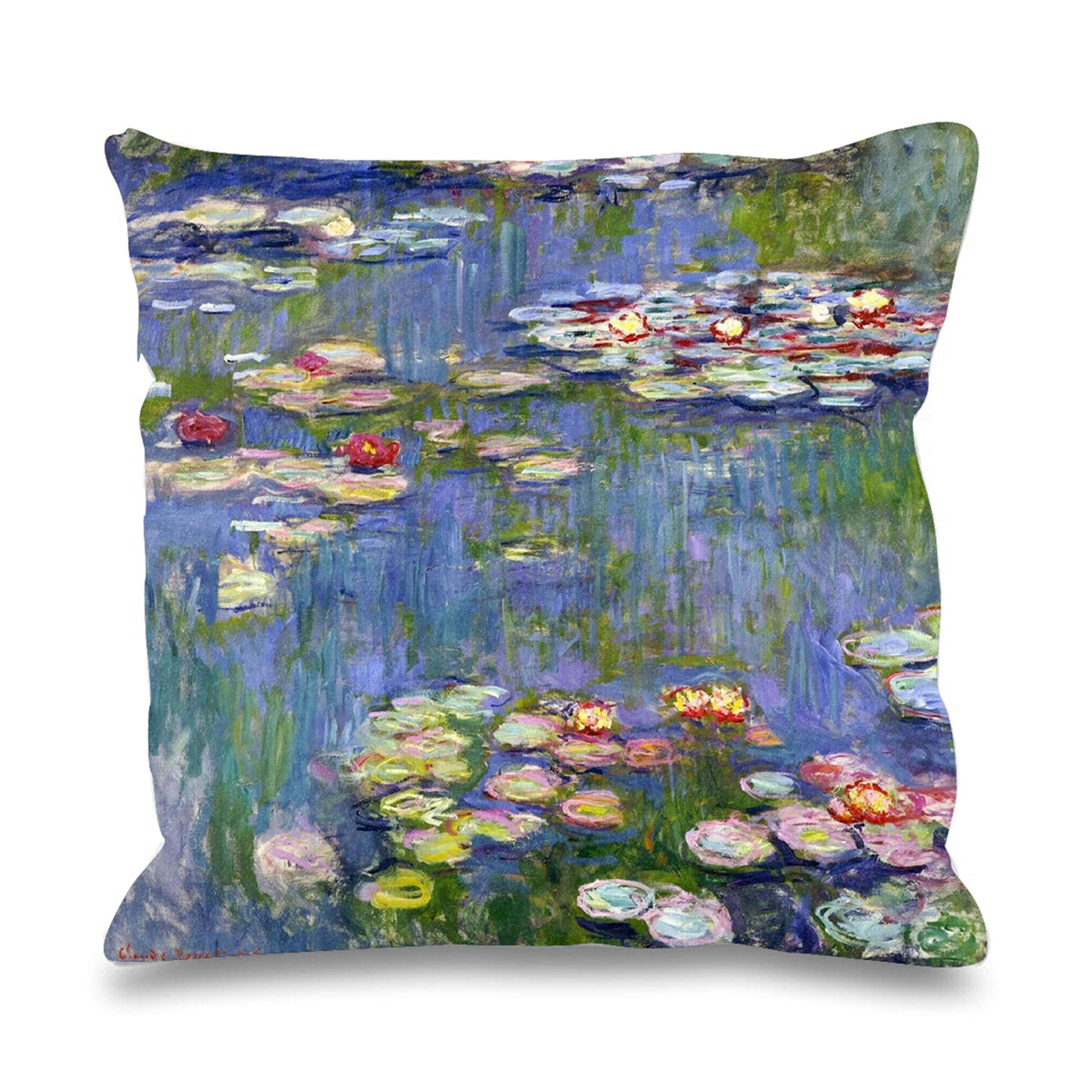 Claude Water Lilies Faux Silk 45cm X 45cm Sofa Cushion Etsy UK