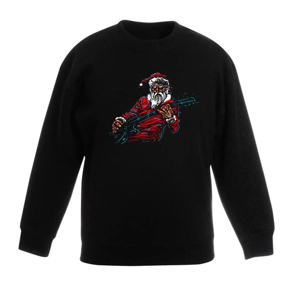 Pull de Noël enfant Père Noël guitariste rock Sweat-shirt de