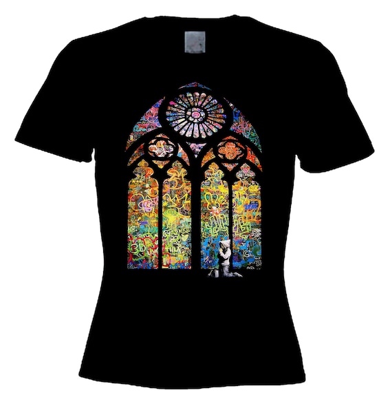 Banksy Stained Glass Window Women's T-shirt - Etsy
