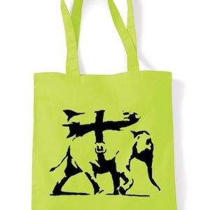 Cool Banksy Dog With Bazooka Tote Bag For Women - Reusable Cotton Shopper Bag - View #9