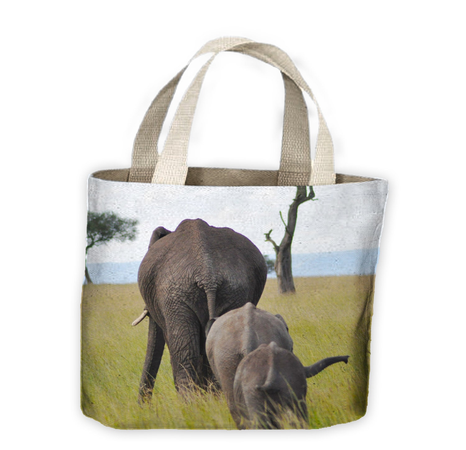 Elephants Black and White Tote Shopping Bag For Life Elephant Africa 