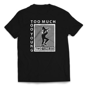 Two Tone Too Much Too Young Logo Men's T-Shirt Ska Dancers image 2