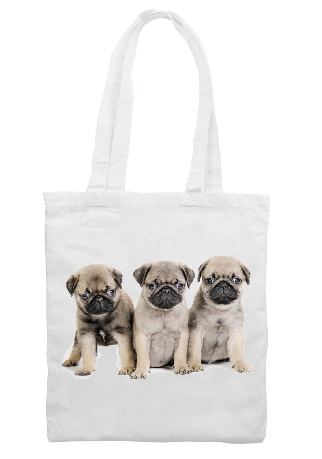 Pug Cachorros Algodon Tote Bolsa de Compras