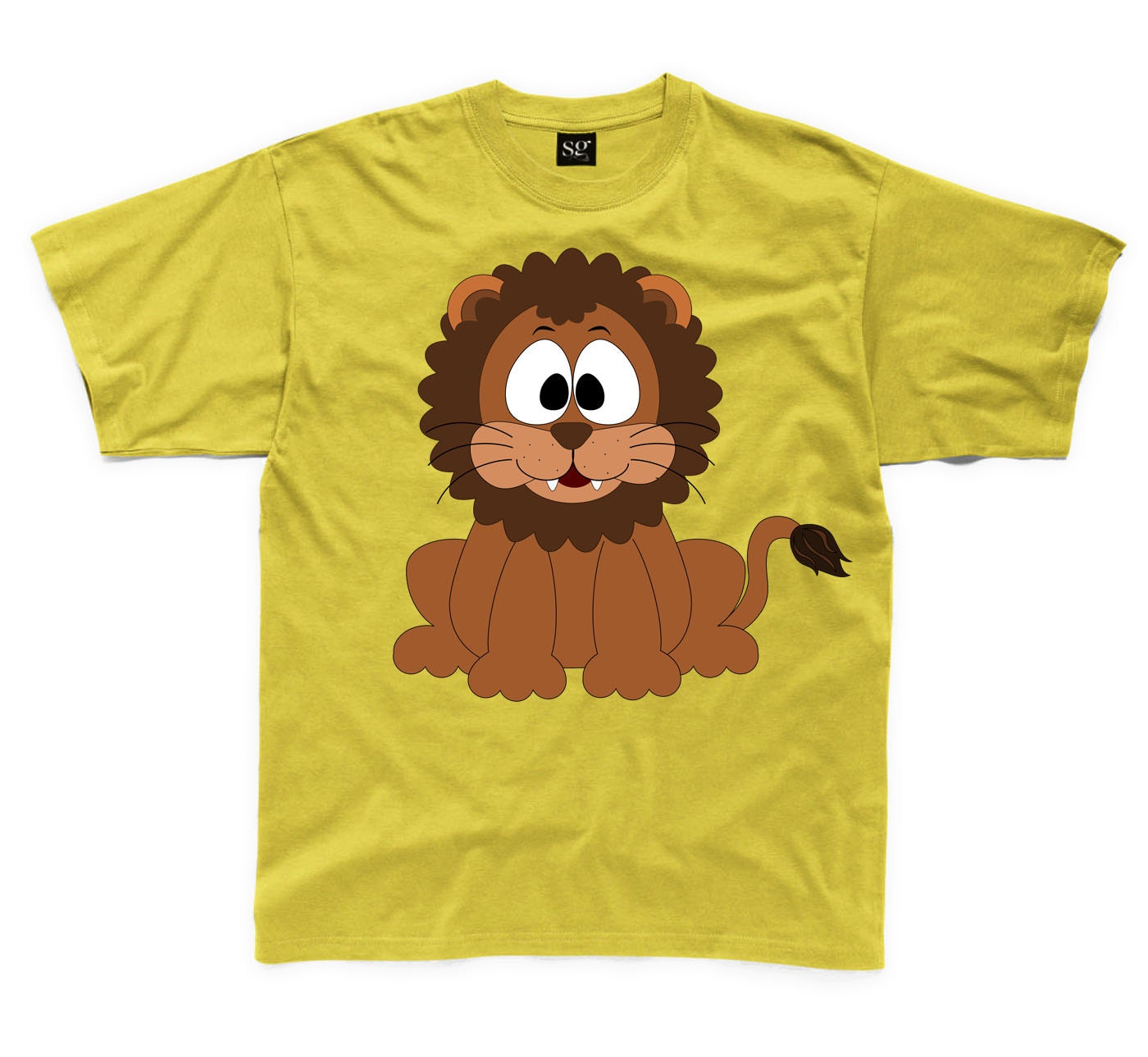 Cartoon Lion Sat Down Kid's Children's Unisex T Shirt - Animals