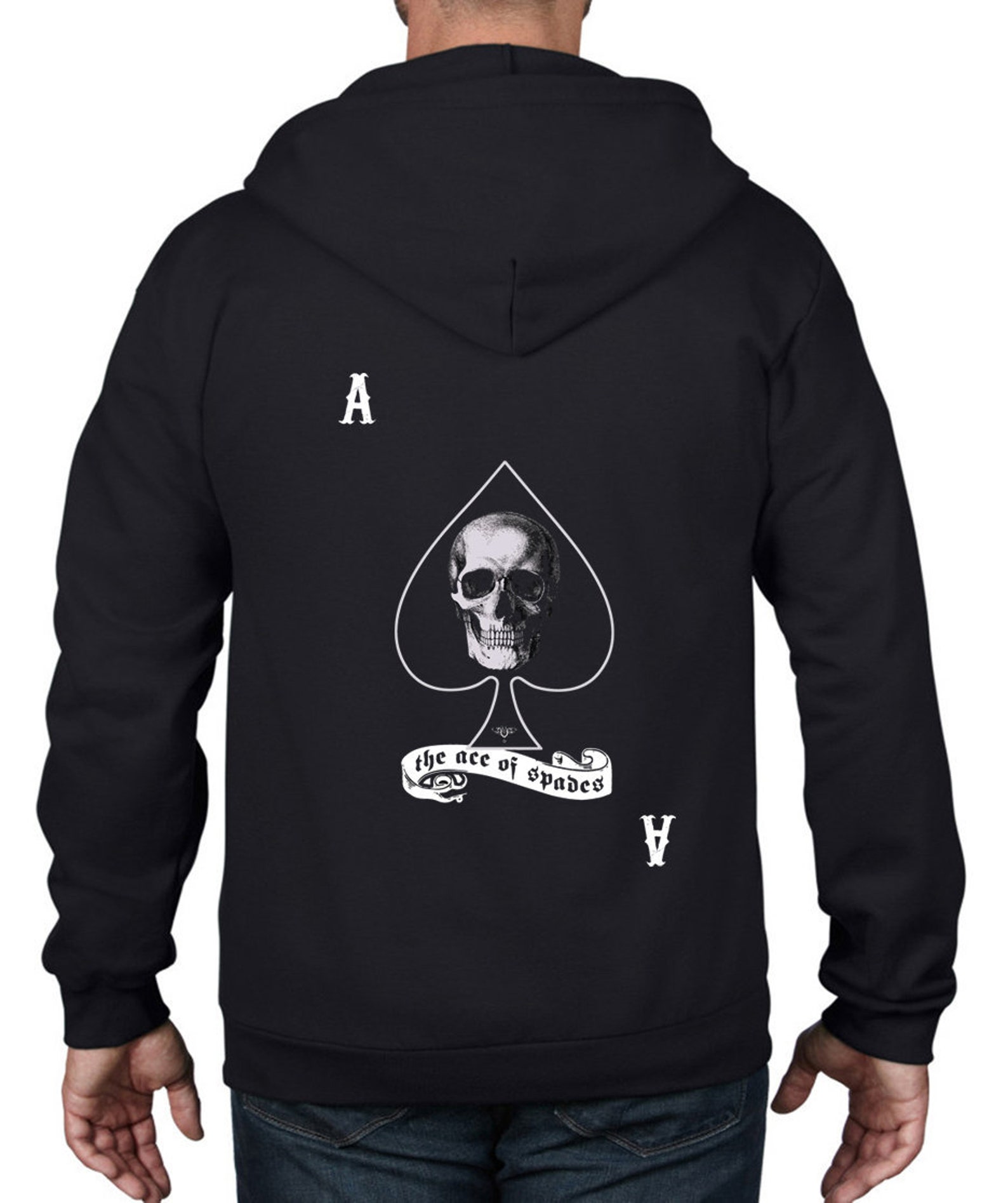 Ace of Spades Skull Full Zip Hoodie Etsy