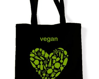 Vegan Heart Tote Shopping Bag