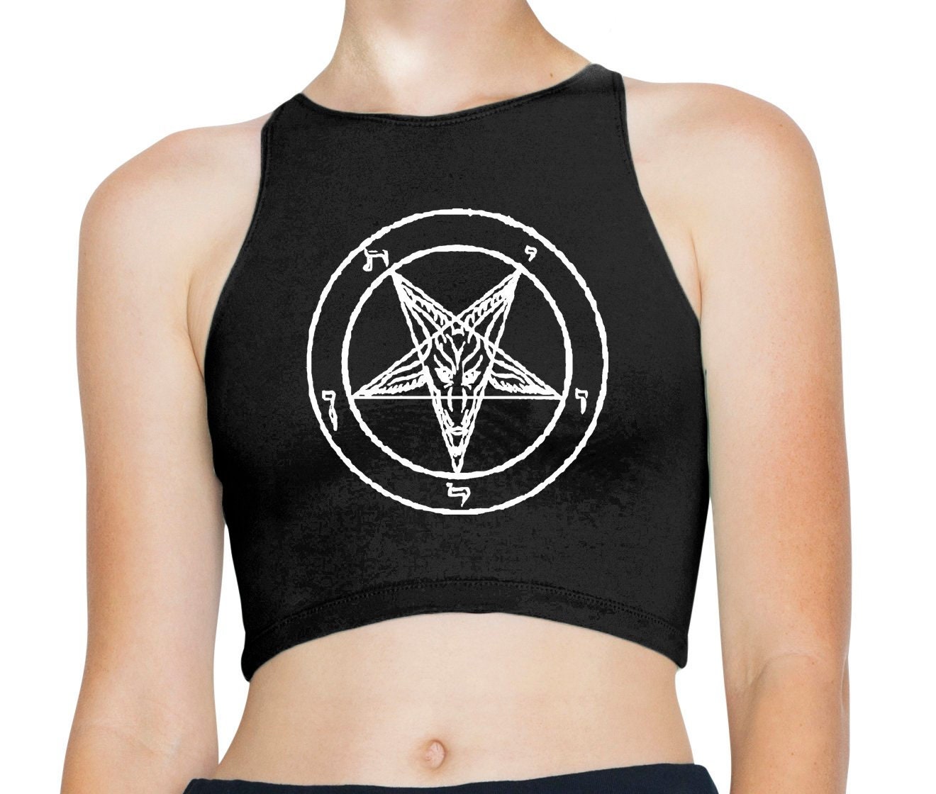 tシャツ PENTAGRAM TANK-TOP レディース Pentagram Pagan Sleeveless High Neck Crop Top - Etsy