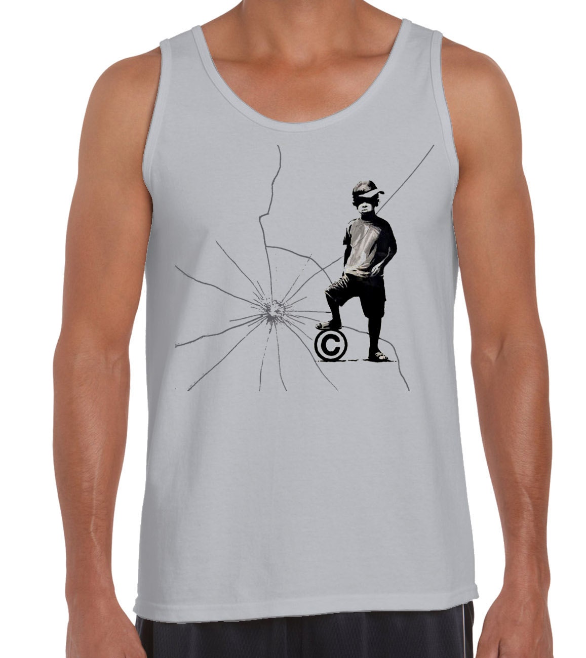 Image of Banksy Copyright Breaker Men's Vest Tank Top - Graffiti Art