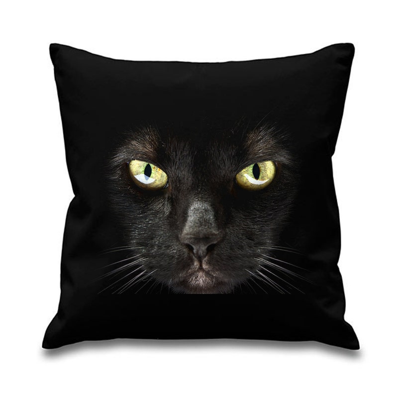 Black Cat Eyes 18 x 18 Filled Sofa Throw Cushion image 1