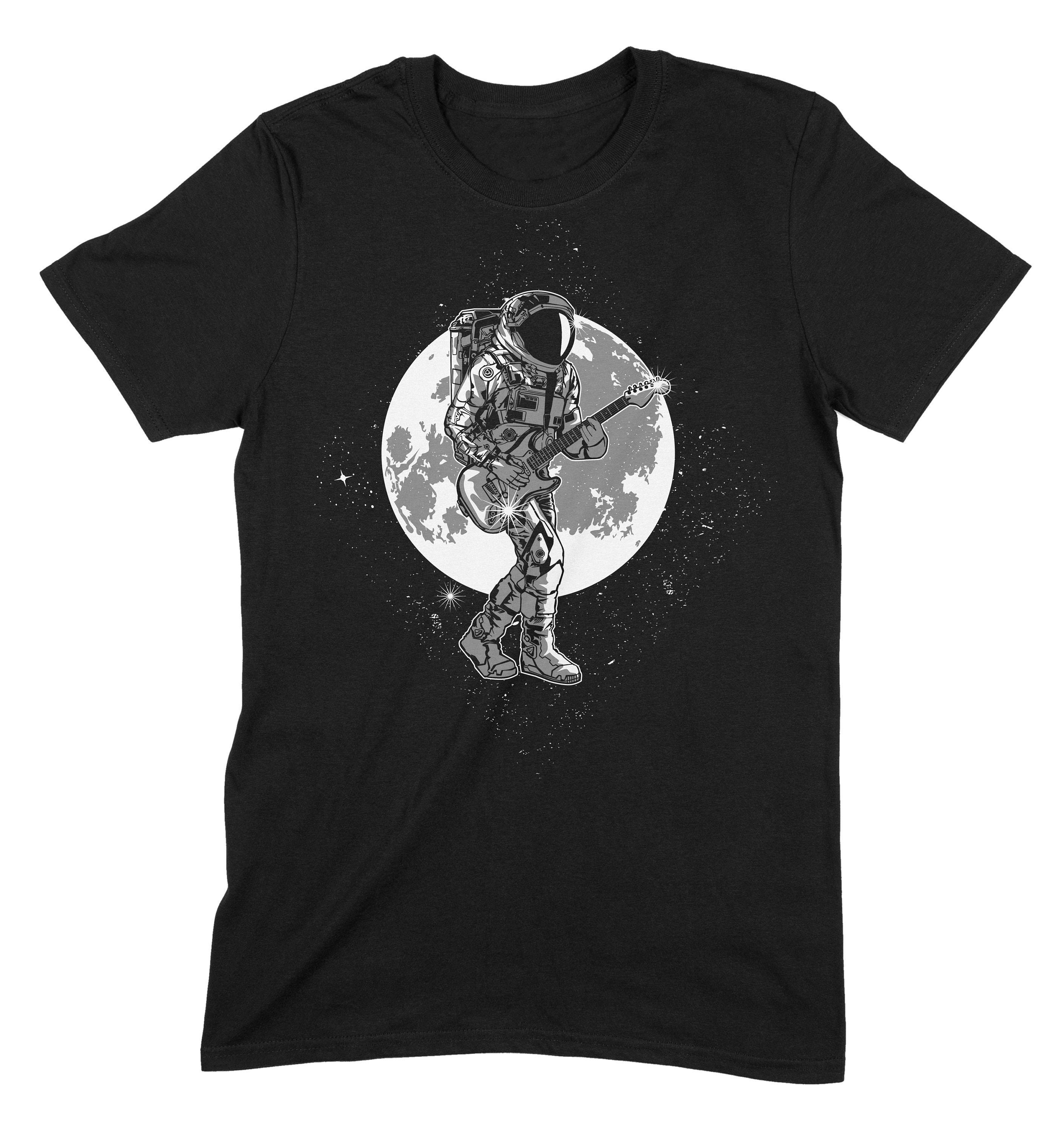 Image of Astronaut With Electric Rock Guitar Mens Guitarist T Shirt