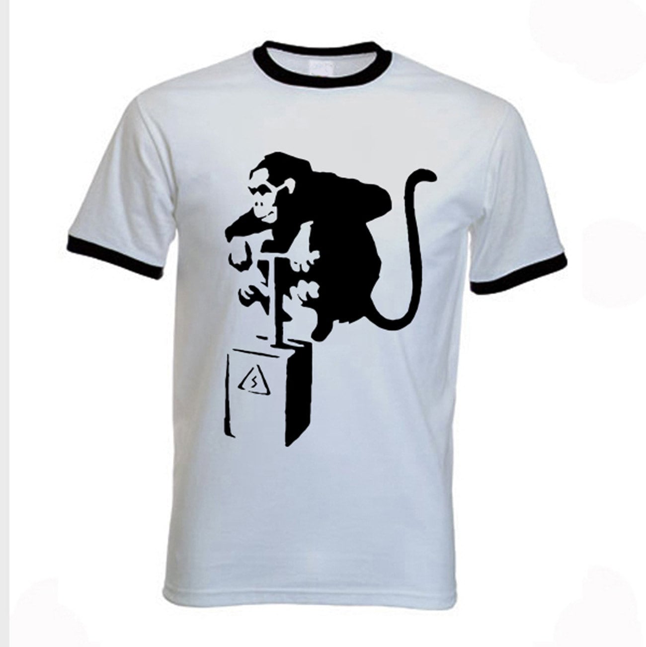 Image of Banksy Detonator Monkey Men's Ringer T-Shirt
