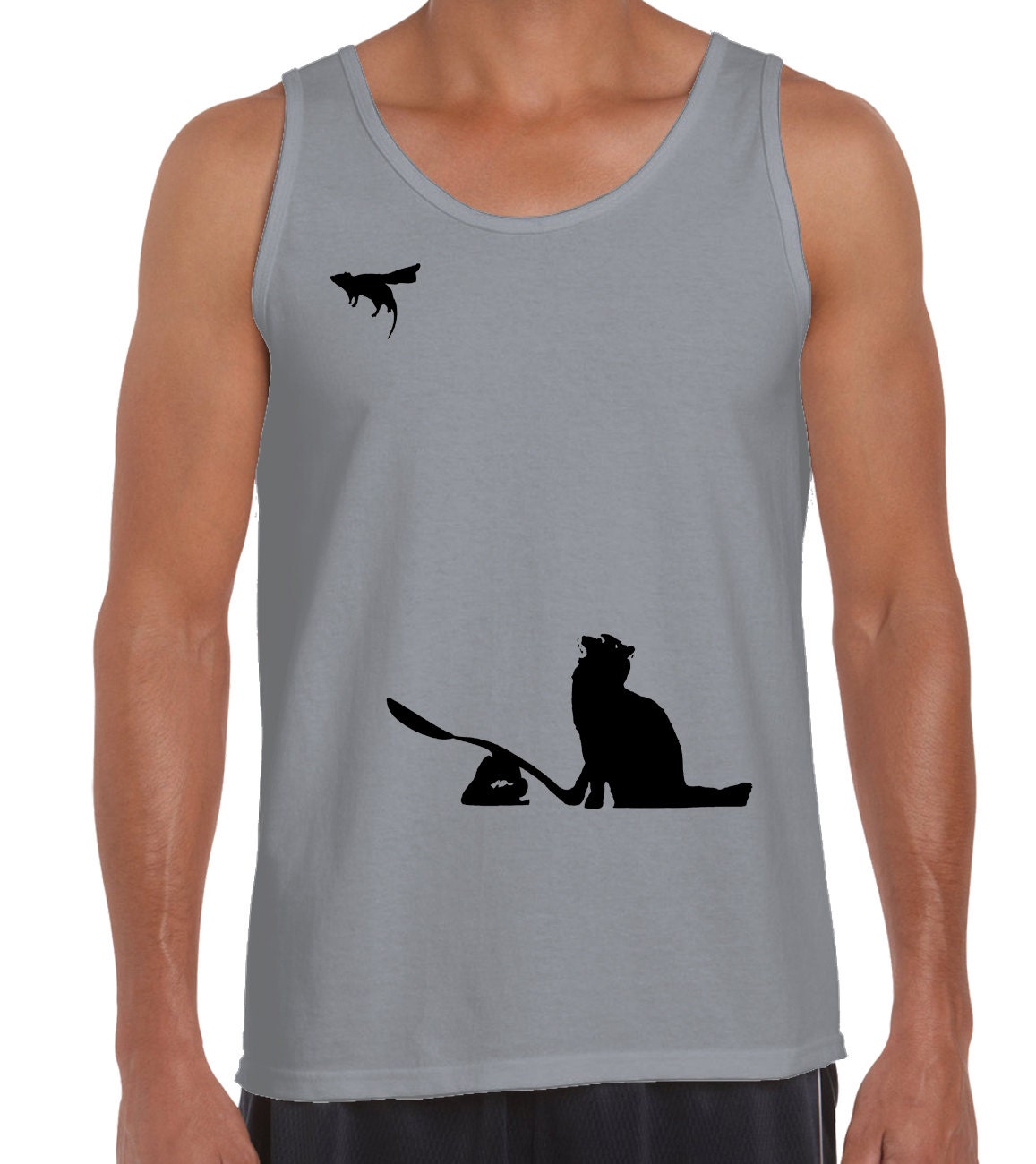 Image of Banksy Cat & Mouse Men's Vest Tank Top - Graffiti Art