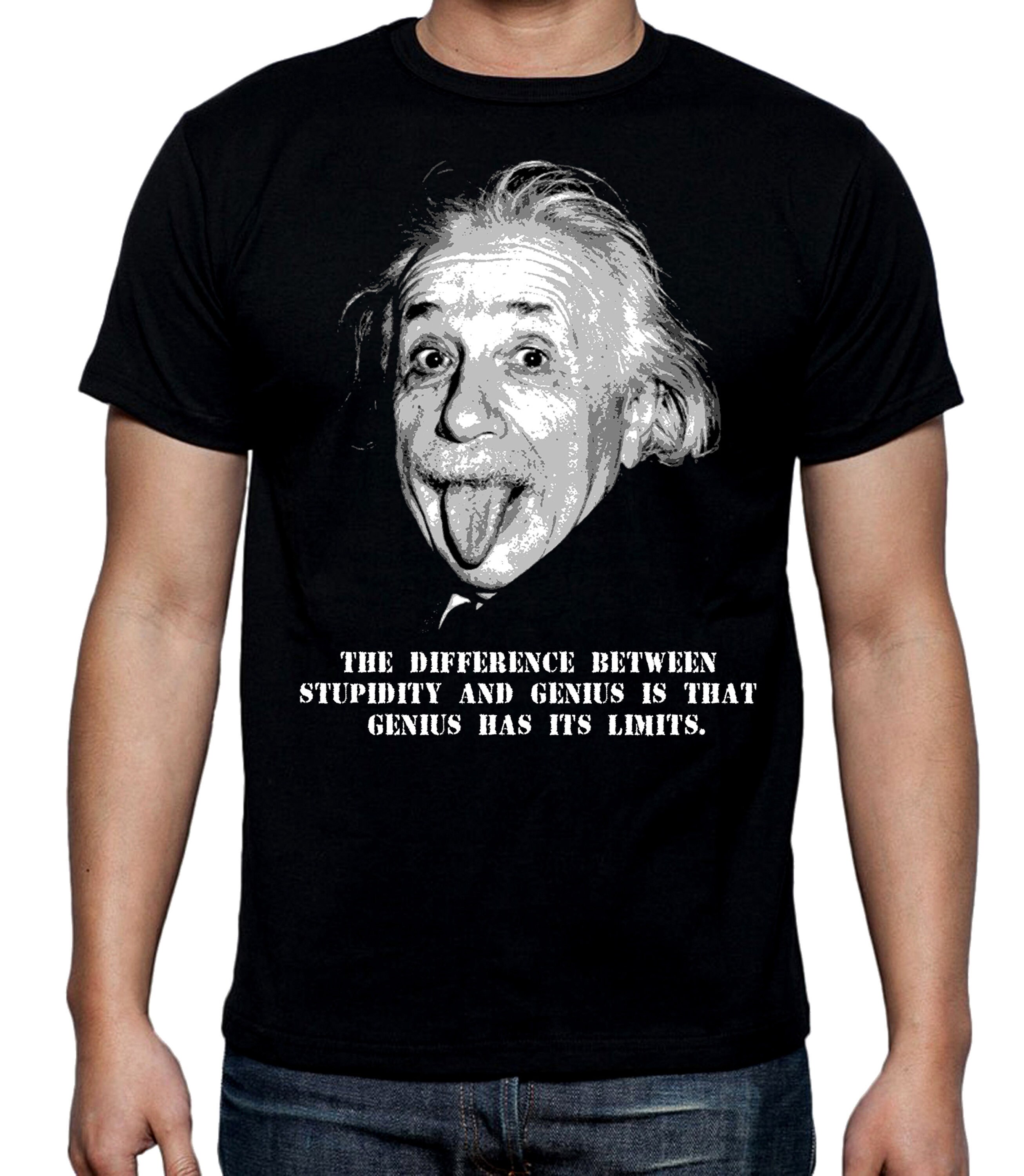 Image of Albert Einstein Genius Quote Tongue Men's T-Shirt - Physics Science Philosophy Geek