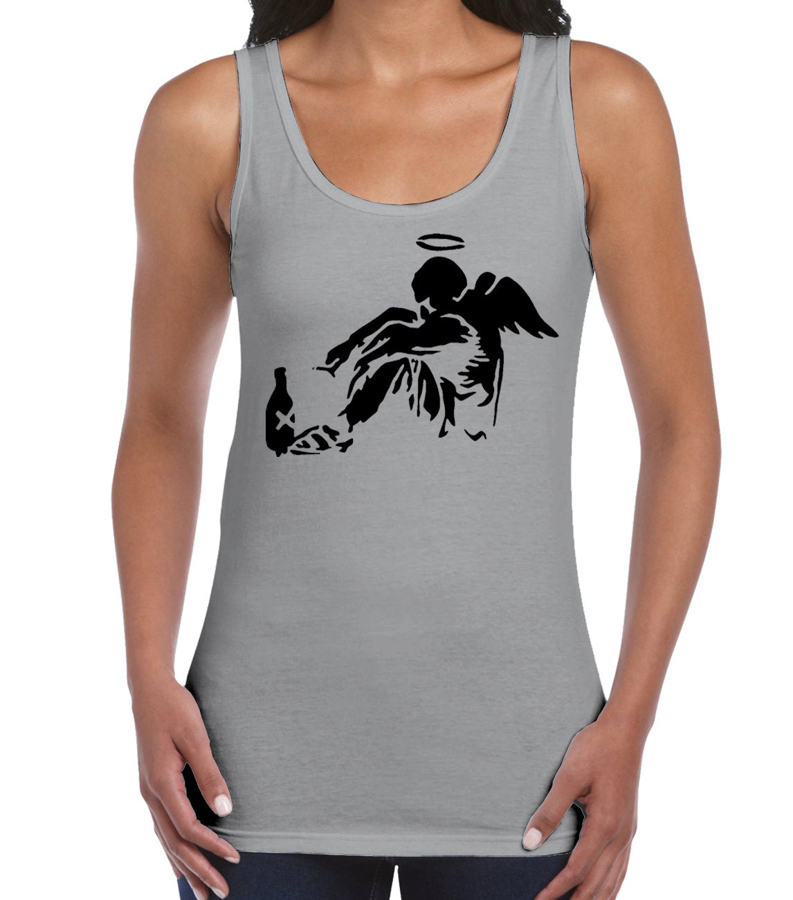 Image of Banksy Fallen Angel Women's Vest Tank Top - Graffiti Art