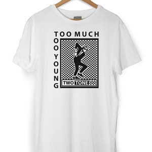 Two Tone Too Much Too Young Logo Men's T-Shirt Ska Dancers image 3