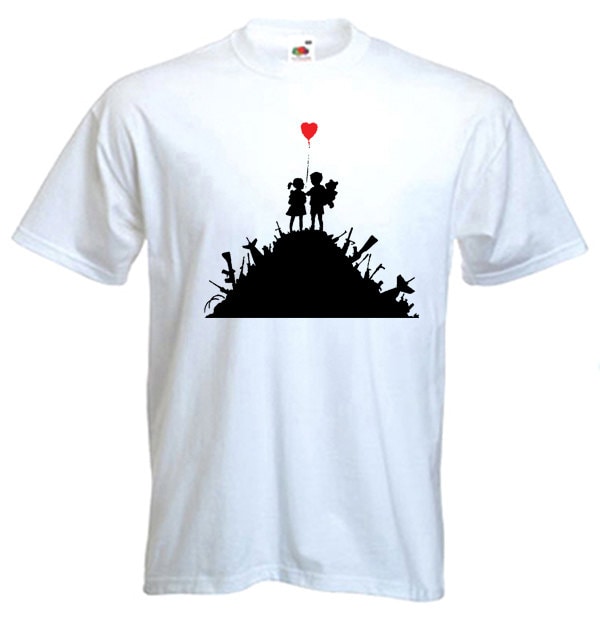 Image of Banksy Kids On Guns Mens T-Shirt