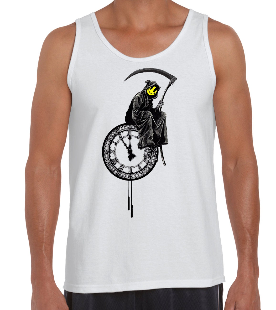 Image of Banksy Grim Reaper Men's Vest Tank Top - Graffiti Art