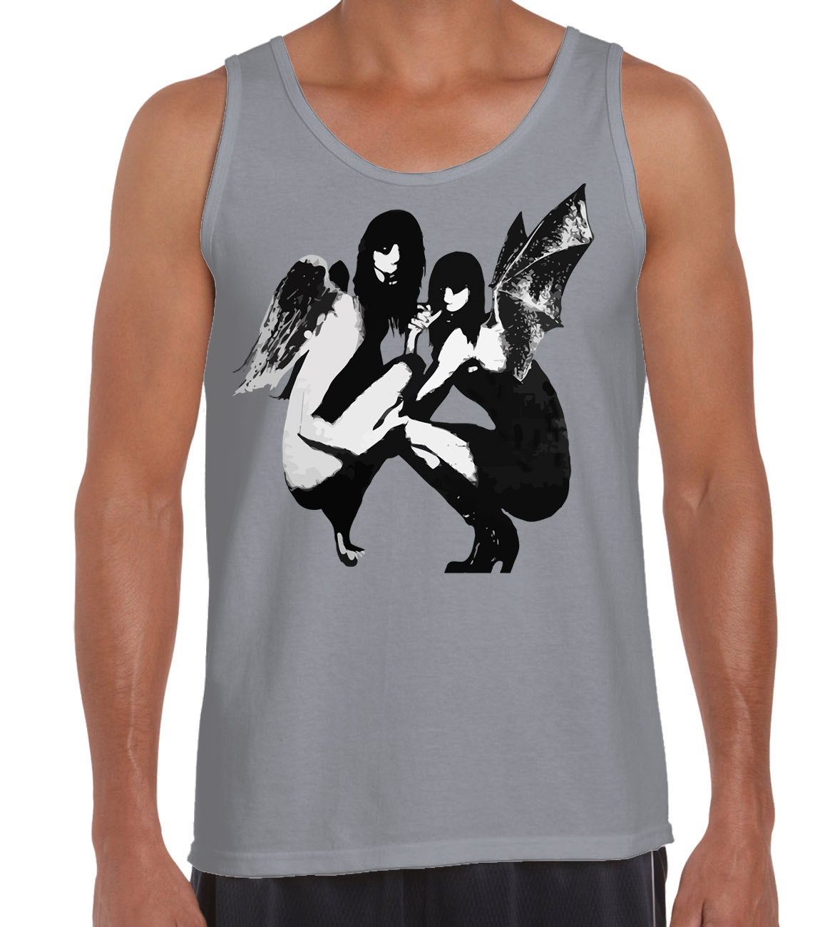 Image of Banksy Crouching Angels Men's Vest Tank Top - Graffiti Art