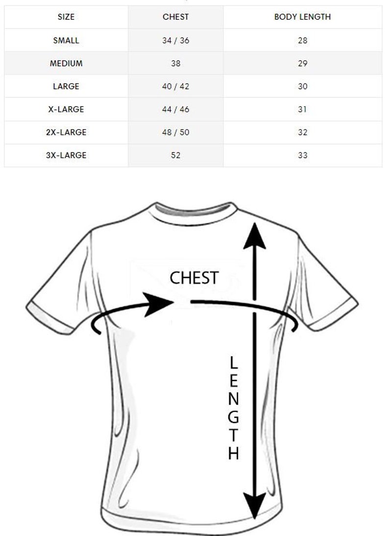 Pode incluir: Uma tabela de tamanhos para uma camiseta mostrando as medidas de peito e comprimento do corpo em polegadas para os tamanhos P, M, G, GG, 3G e 4G.