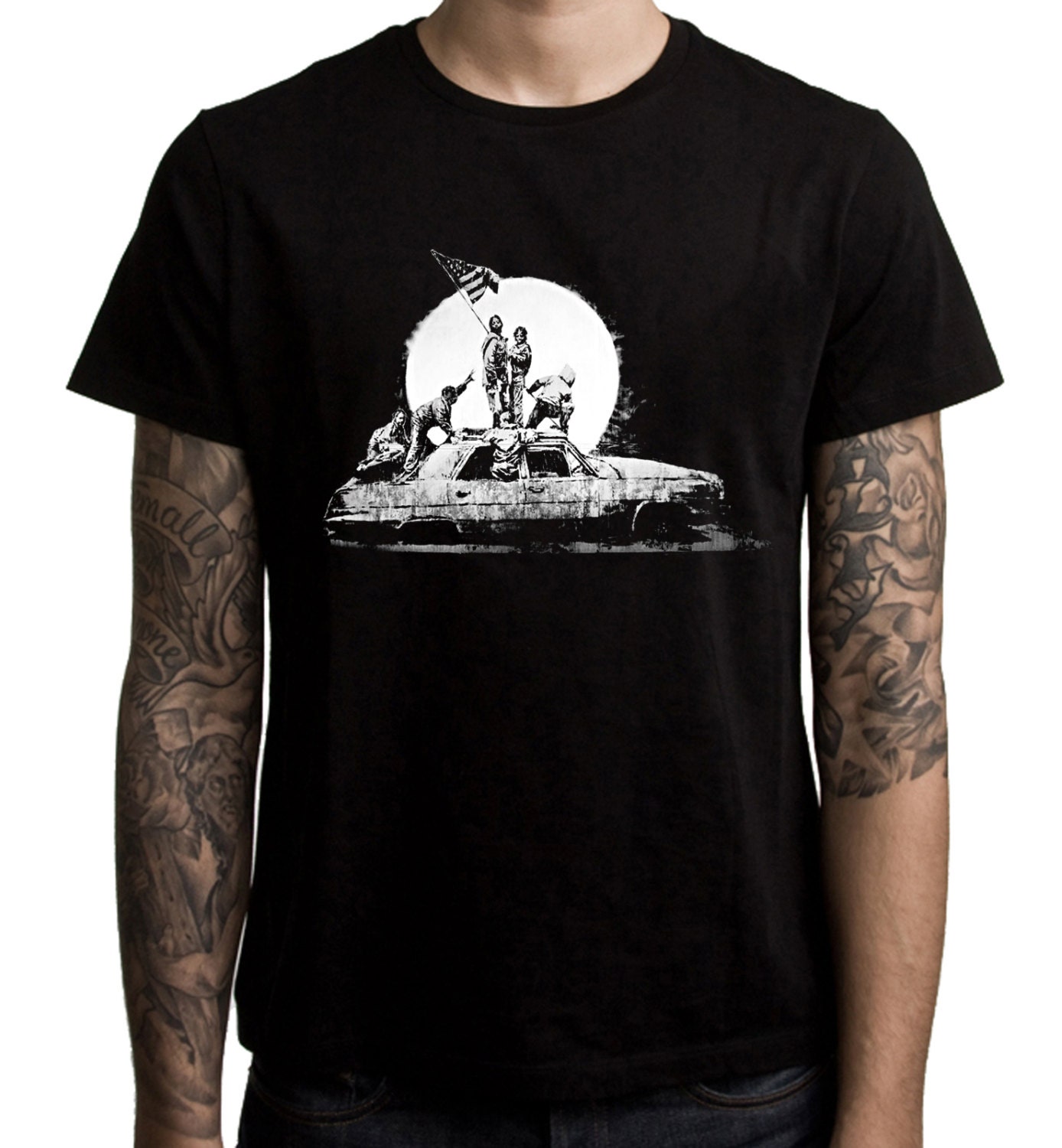 Image of Banksy La Flag Men's T-Shirt