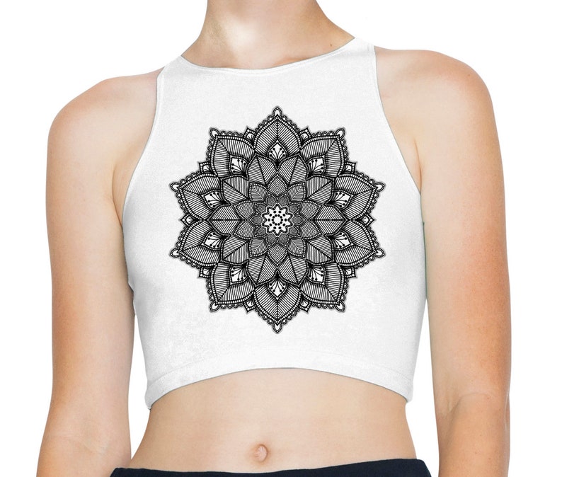 Mandala Henna Tattoo Women/'s High Neck Sleeveless Crop Top