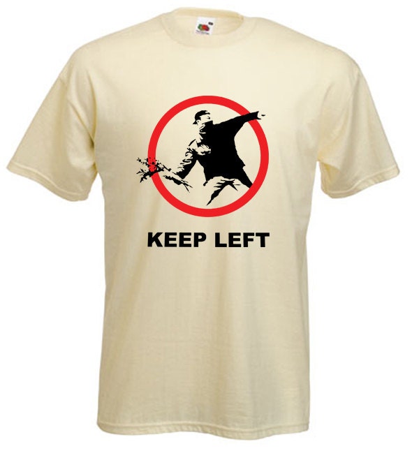 Image of Banksy Keep Left Mens T-Shirt