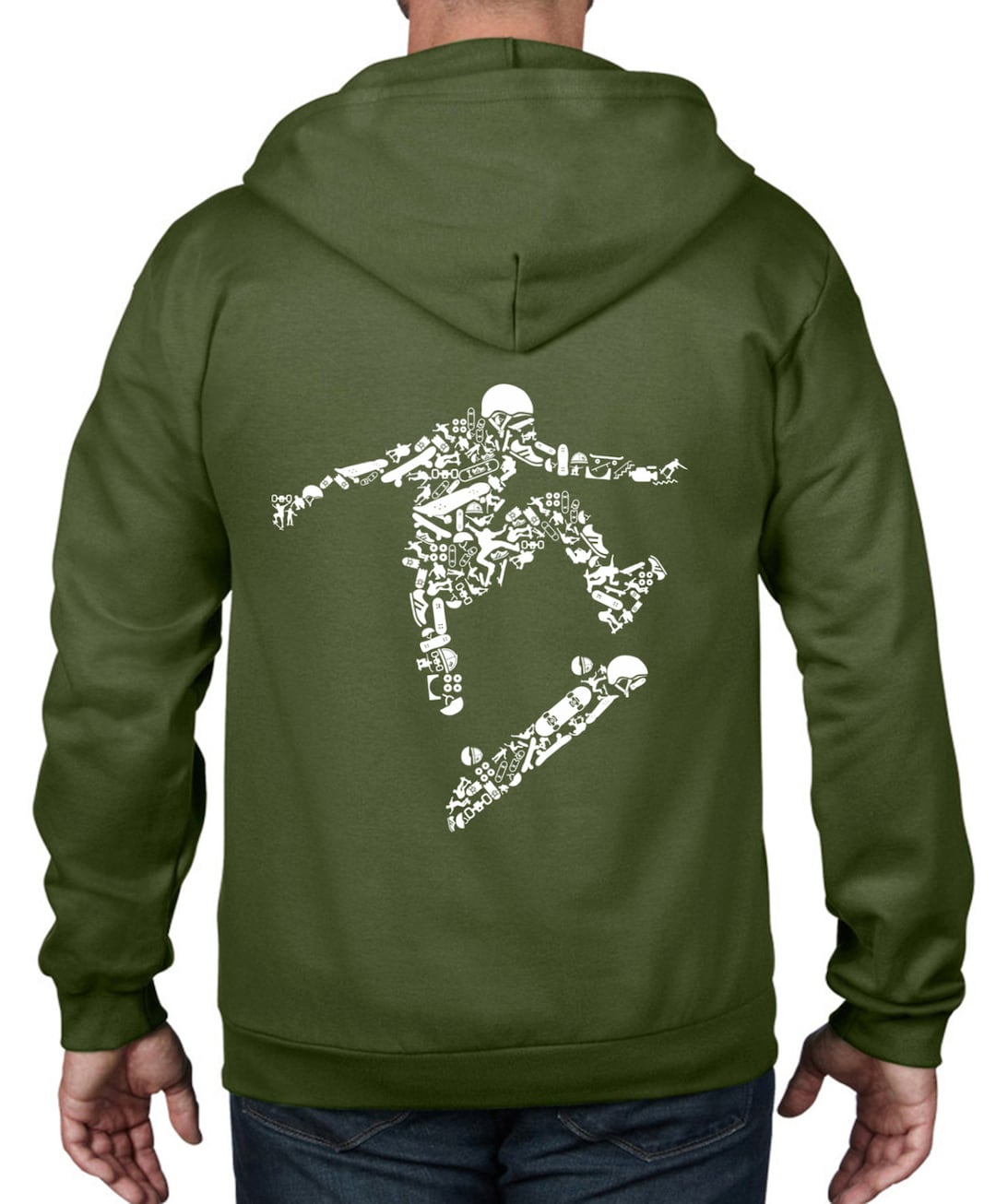 Skateboarder Full Zip Hoodie - Skateboard Skateboarding Clothing - Etsy