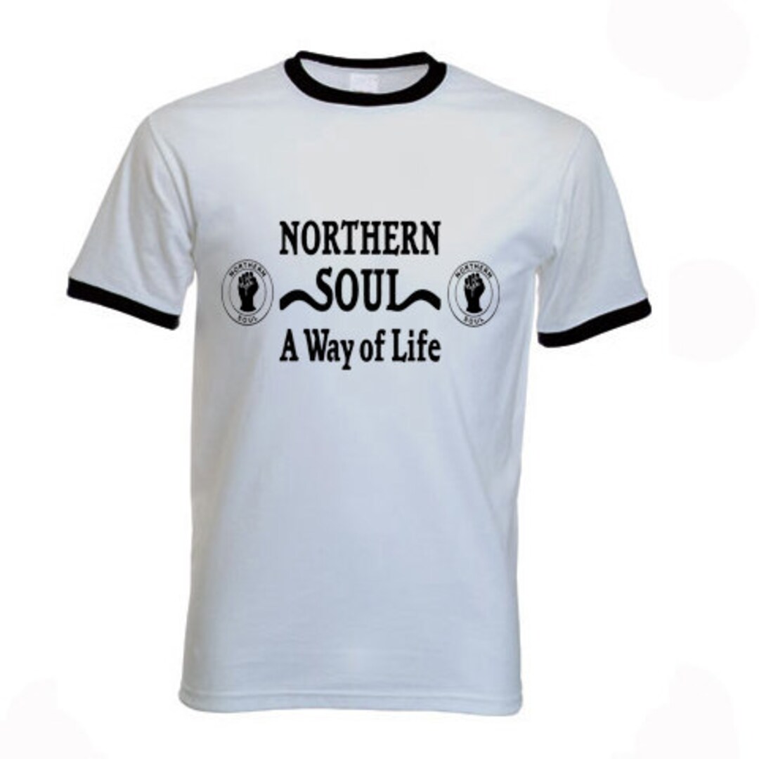 Maglietta Ringer Northern Soul 'A Way Of Life', 100% Cotone, Vari Colori, Taglie S-XXL