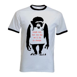 Banksy Laugh Now Monkey Men&#39;s Ringer T-Shirt