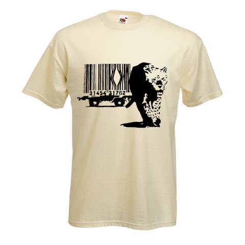 Banksy Barcode Leopard Men's T Shirt - Art Graffiti Banksy