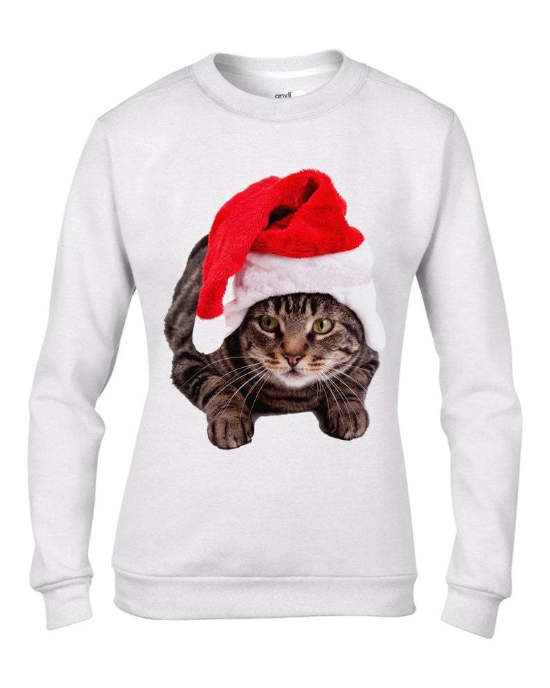 Christmas Cat Women's Christmas Sweatshirt Jumper Etsy