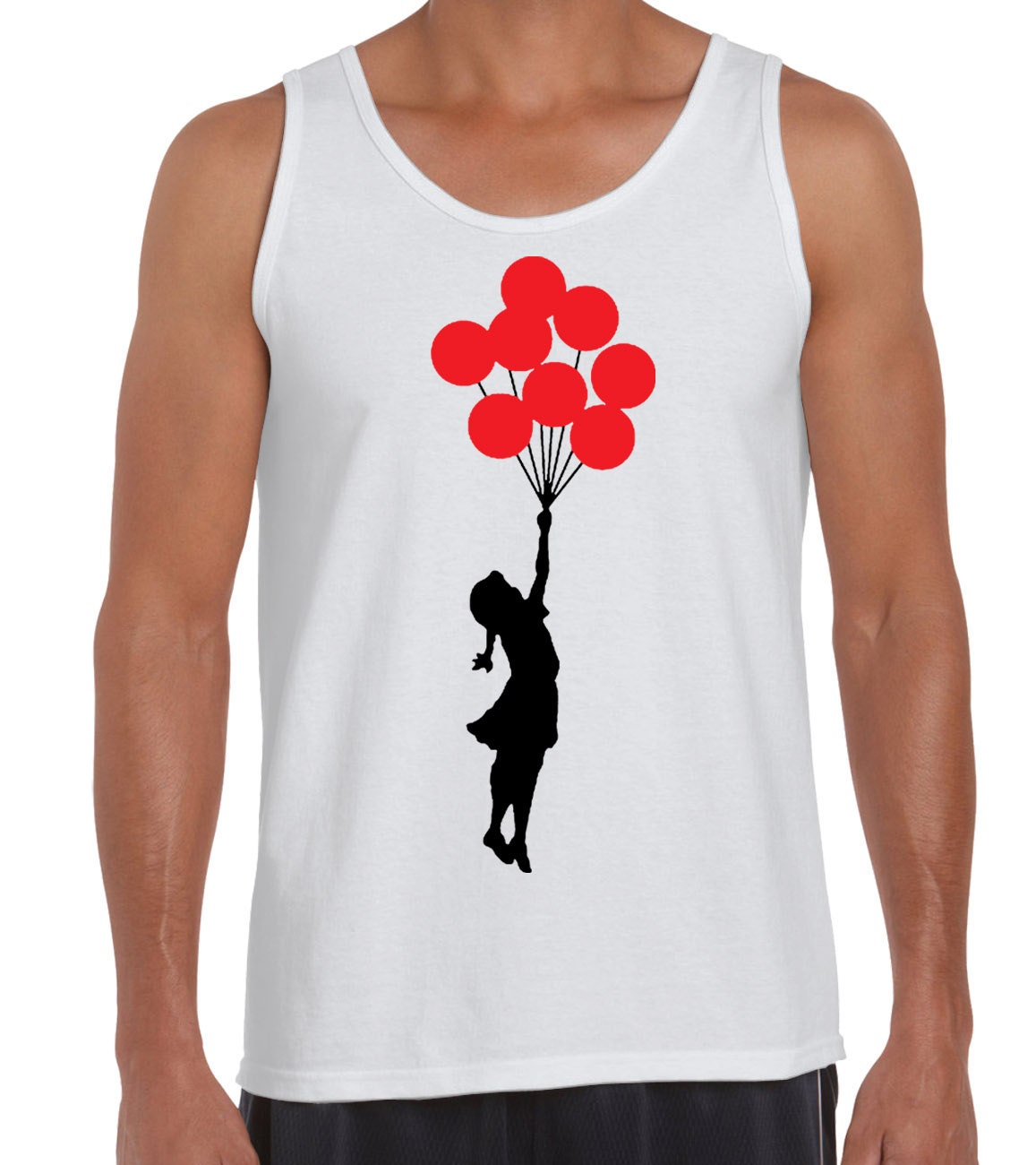 Image of Banksy Balloon Girl Men's Vest Tank Top - Graffiti Art