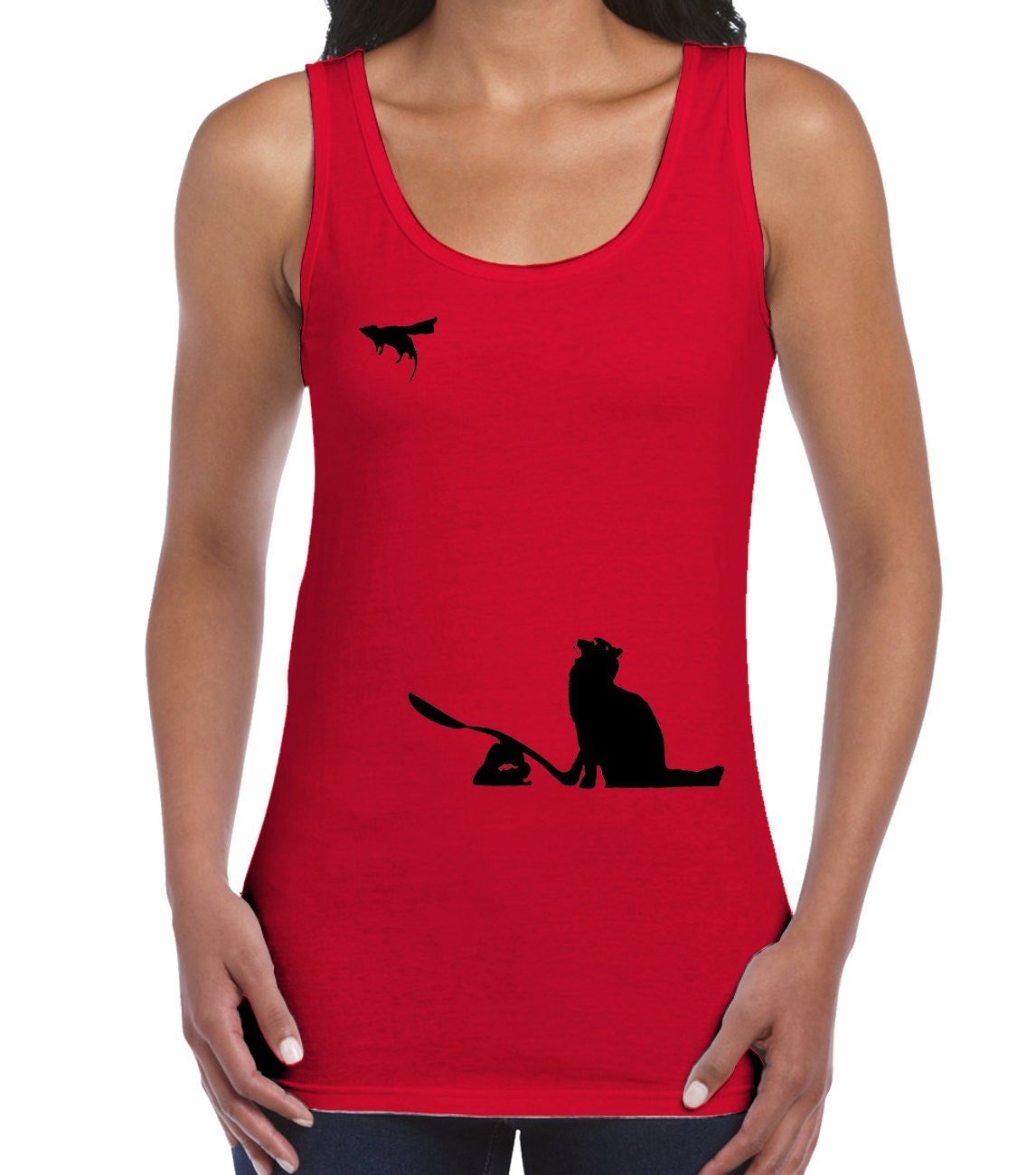 Image of Banksy Cat & Mouse Women's Vest Tank Top - Graffiti Art