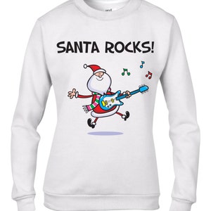 Santa Rocks! Women&#39;s Christmas Sweatshirt Jumper