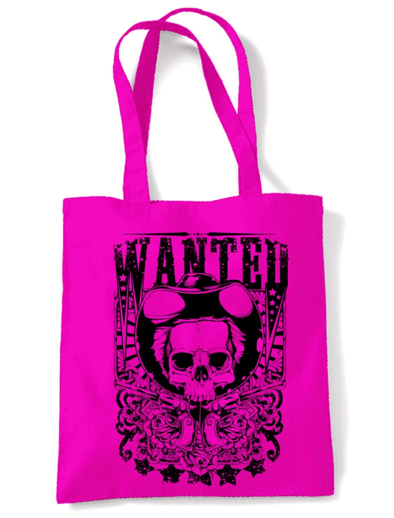 Cowboy Fancy Dress Wanted Poster Skull Large Print Tote Shoulder Shopping Bag