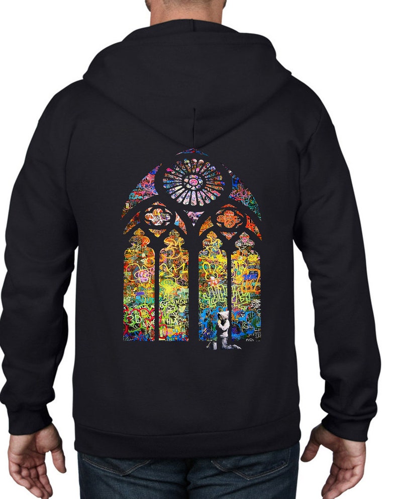 Banksy Stained Glass Full Zip Hoodie image 1