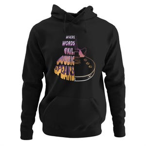 Sudadera con capucha de guitarra &quot;Donde las palabras fallan&quot;, con frase de banda de guitarrista