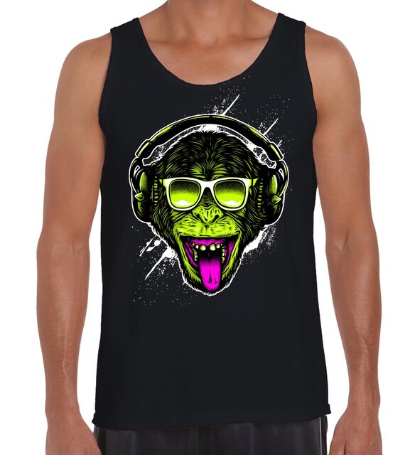Funky Monkey DJ Men's Vest Tank Top -  Clubbing Jungle Rave
