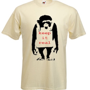 Banksy Keep It Real Mens T-Shirt - Banksy Designs Graffit Artist Art