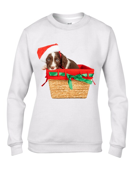 Springer Spaniel Santa Claus Women s Christmas Sweatshirt Jumper Spaniel Dogs Santa