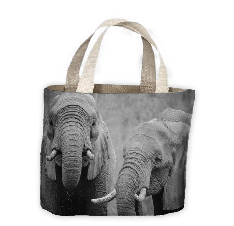 Elephants Black and White Tote Shopping Bag For Life Elephant Africa